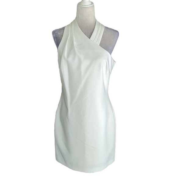 MILLY Ellia Cady Asymmetrical Halter Neck Dress in Ecru - 8 - Picture 4 of 15